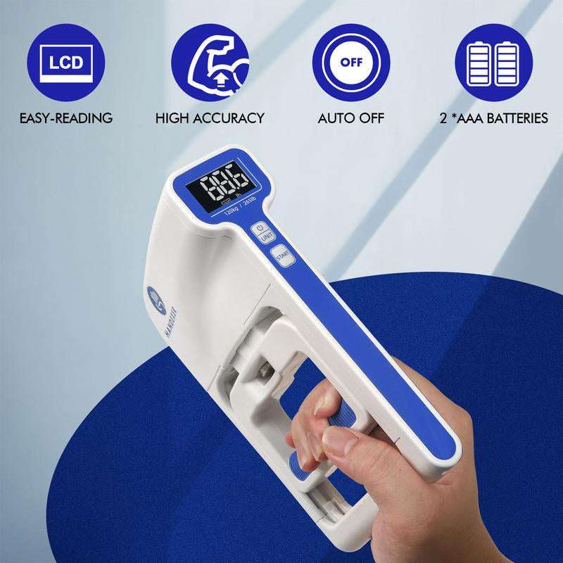 Handexer Digital Hand Dynamometer,Grip Strength Tester 265Lb/120Kg, Hand Girp Strengthener, Backlit LCD for Grip Strength Testing and Training, Core Exercise, Home Fitness Equipment, Grip Trainer, Recovery,Challenge Game