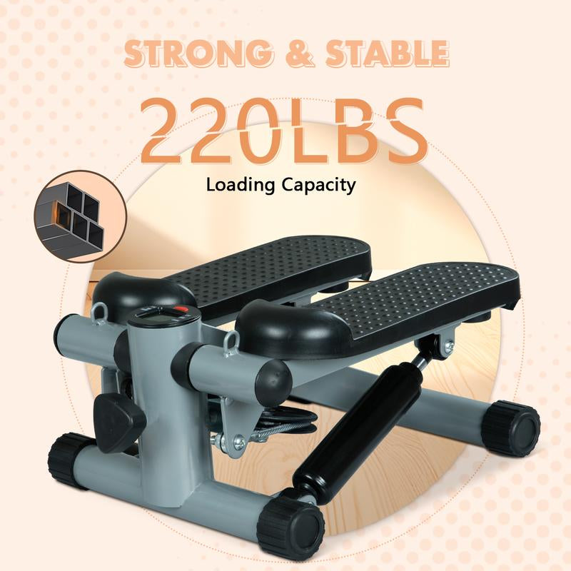 Mini Stepper for Home Workout - Stair Stepper Machine with Resistance Bands, Full Body Cardio and Toning Fitness Equipment for Small Spaces