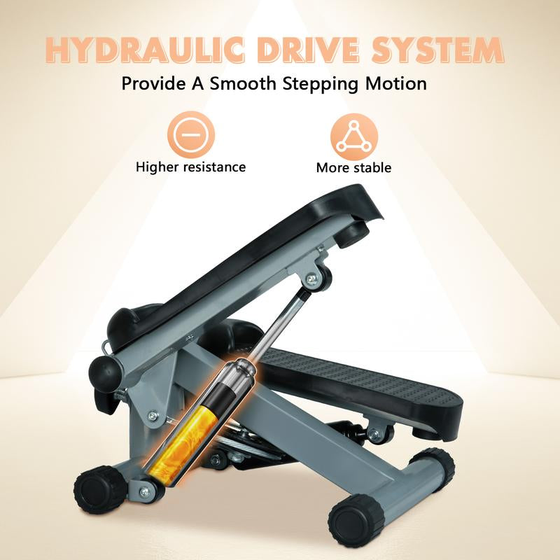 Mini Stepper for Home Workout - Stair Stepper Machine with Resistance Bands, Full Body Cardio and Toning Fitness Equipment for Small Spaces