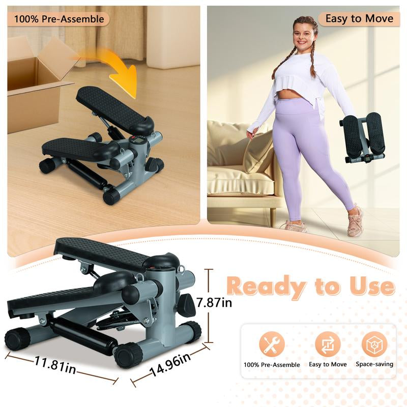 Mini Stepper for Home Workout - Stair Stepper Machine with Resistance Bands, Full Body Cardio and Toning Fitness Equipment for Small Spaces