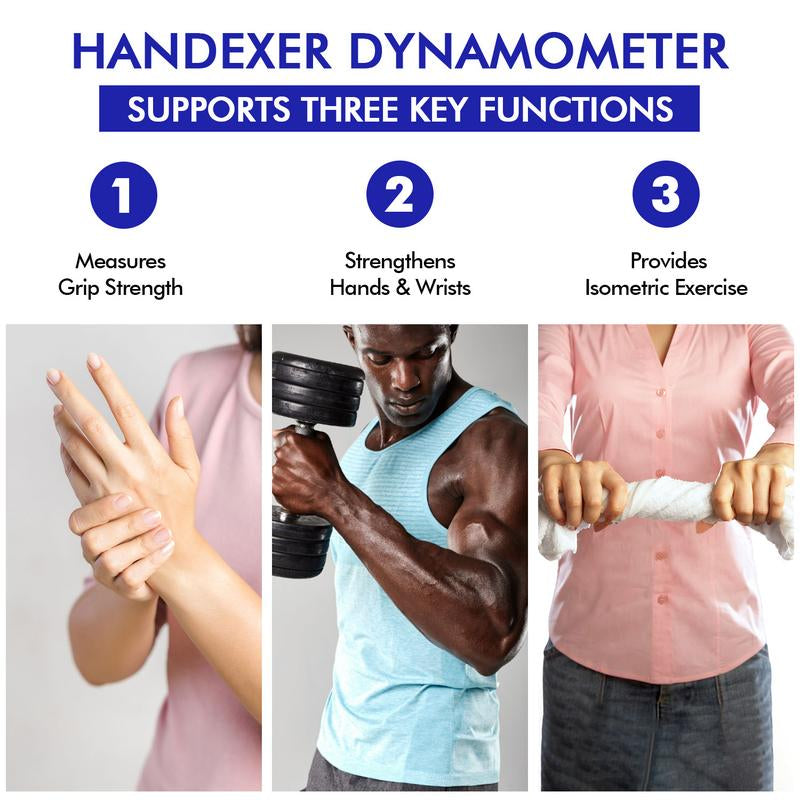 Handexer Digital Hand Dynamometer,Grip Strength Tester 265Lb/120Kg, Hand Girp Strengthener, Backlit LCD for Grip Strength Testing and Training, Core Exercise, Home Fitness Equipment, Grip Trainer, Recovery,Challenge Game