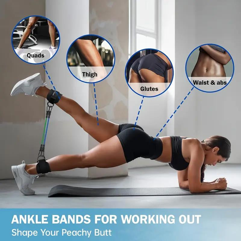 Resistance Bands, 5-Pack Ankle Band Set for Leg and Hip Training – TPE Material Band for Women Men, with Comfortable Grip, Ideal for Home Workouts, Exercise Equipment,Yoga Gym Fitness, Adjustable