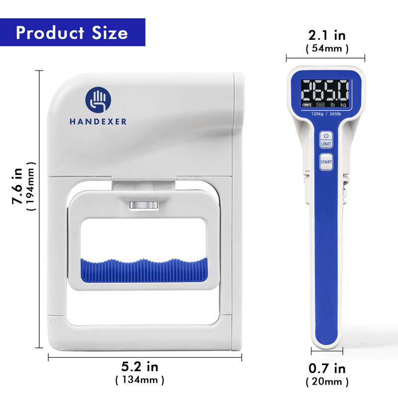 Handexer Digital Hand Dynamometer,Grip Strength Tester 265Lb/120Kg, Hand Girp Strengthener, Backlit LCD for Grip Strength Testing and Training, Core Exercise, Home Fitness Equipment, Grip Trainer, Recovery,Challenge Game