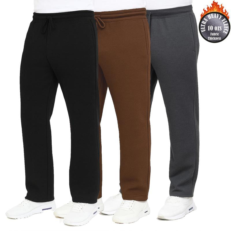 3-Pack Men'S Classic Heavyweight Fleece Sweatpants with Open Bottom (S-3XL)