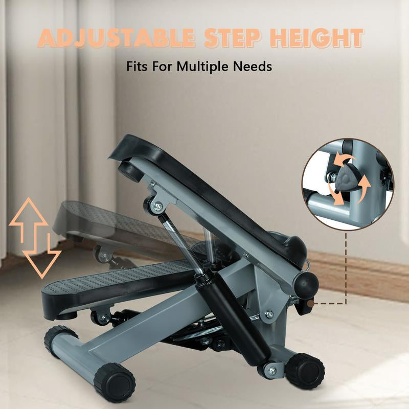 Mini Stepper for Home Workout - Stair Stepper Machine with Resistance Bands, Full Body Cardio and Toning Fitness Equipment for Small Spaces
