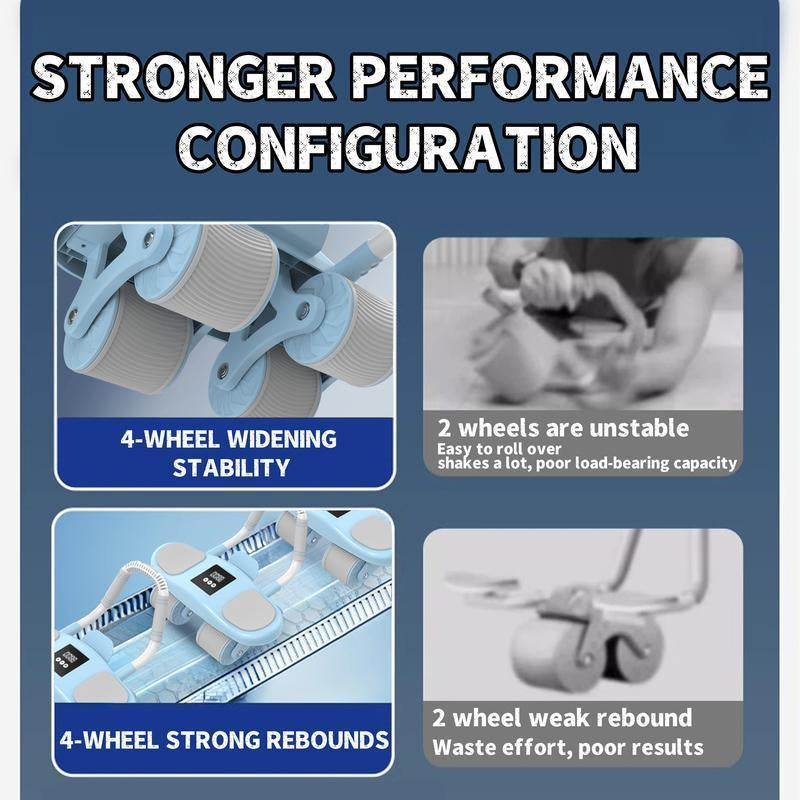 Abdominal Wheel Men'S and Women'S Home Elbow Brace Roller Exercise and Fitness Equipment Four-Wheel Healthy Belly Auto Rebound Belly Tuck and Roll Abdominal Training